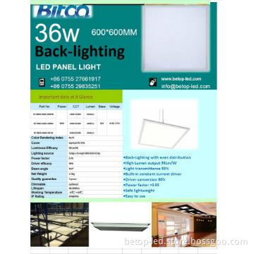 600x600 40W 2.5KG back lighting LED Panel light